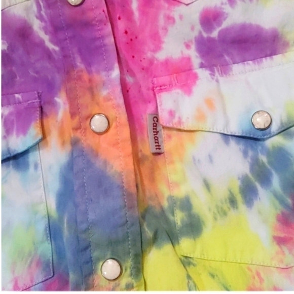 Carhartt Sleeveless Tye Dye Top Cotton Snap Front Western 2009 Fitted Structure - Picture 6 of 12